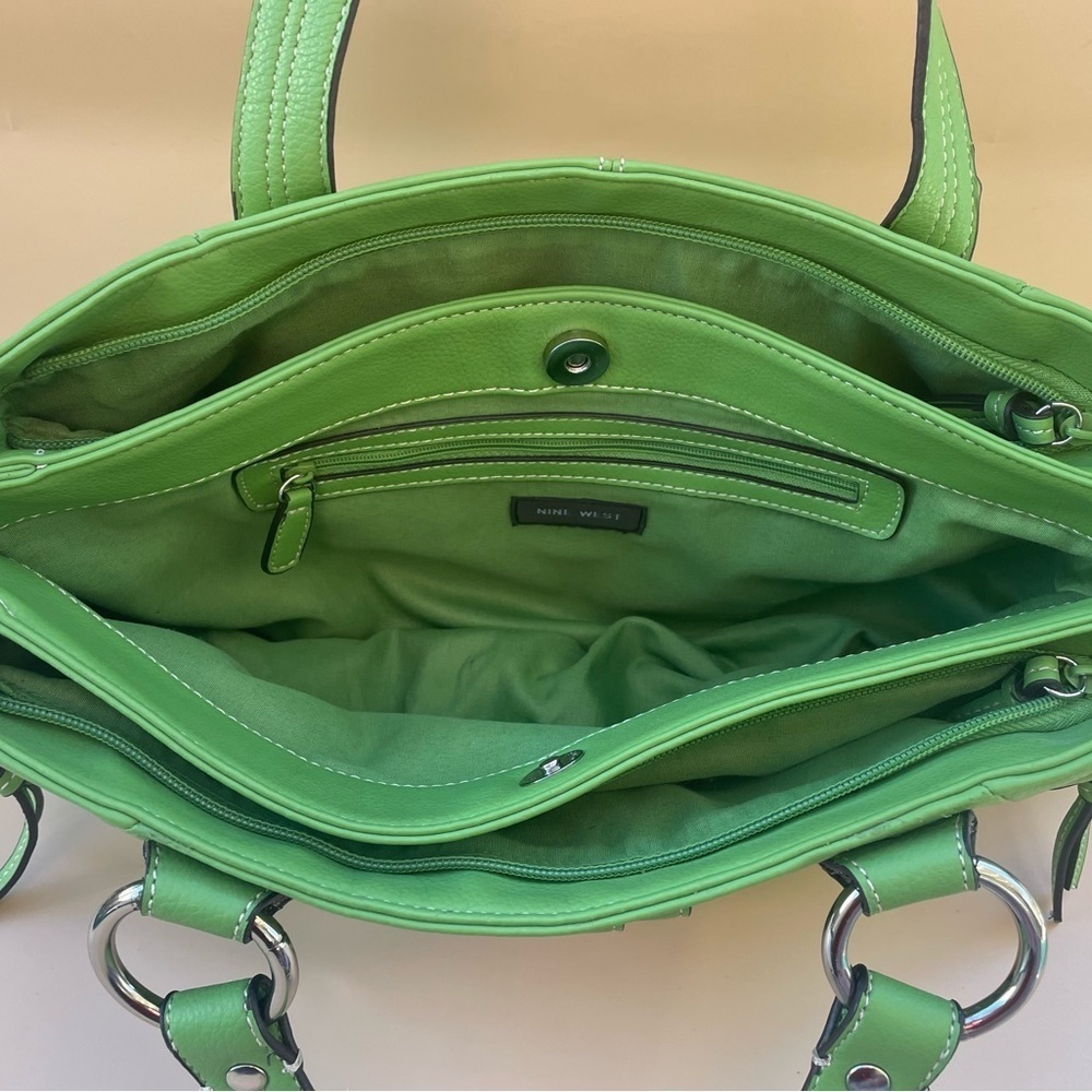 Beautiful Spring Green Multiple Pocket Satchel / … - image 6